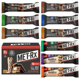 MET-Rx Big 100 Trial Pack, Meal Replacement Bars, 9 Count