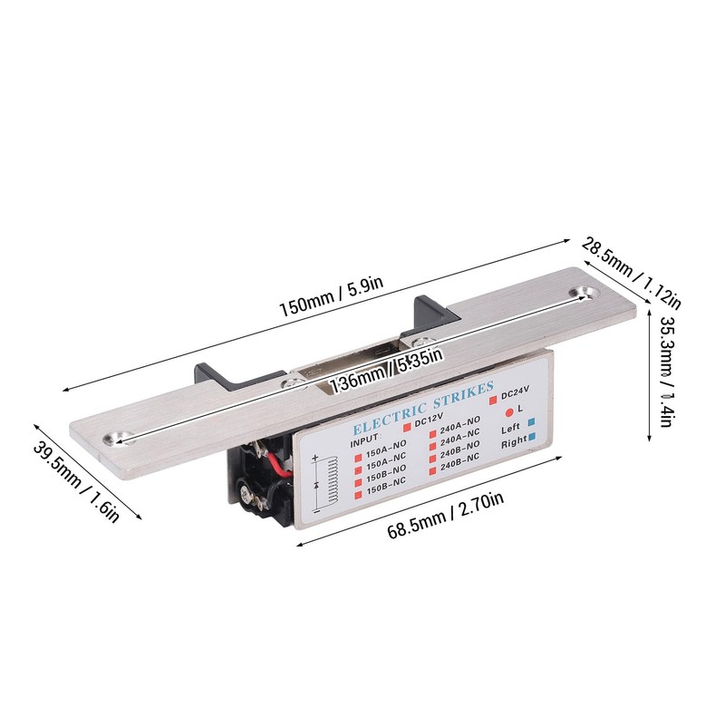 Heavy Duty Electric Door Strike Lock, 12V NC Mode Fail