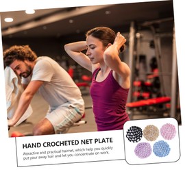 Healvian 5pcs Handmade Crochet Hair Snood Net Elastic Bun Covers for Dance Performance Multi-Color Hair Accessories for Women and Girls Lightweight and Stretchable