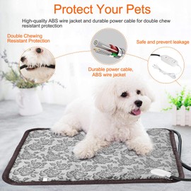 iMounTEK Pet Heating Pad Dog Cat Electric Heating Mat Waterproof Adjustable Warming Blanket with Chew Resistant Steel Cord Case