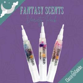 Classy Cuticles | Hand Blended Cuticle Oil | Vitamin E, Jojoba, and Argan Oil | 5 mL Brush Pen | Fantasy Variety Pack | Love Potion, Vanilla Nights, Unicorn | Pack of 3