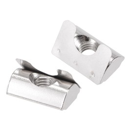 TA-VIGOR M6 Roll-in Spring T Nuts with Spring Sheet, Nickel Plated Carbon Steel T Slot Nuts for 3030/4040 Aluminium Extrusion Profile Rail 8mm Slot, 25Pcs