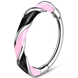 20G Twist Nose Ring Hoop Stainless Steel 316L Piercing Black Pink 7 mm
