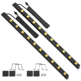 10 Outlet Power Strip Surge Protector, Long Metal Wide Spaced Garage Industrial Power Strip, Heavy Duty Power Strip with 6 FT Cord 15A, 125V, 1875W, 2700 Joules, 2Pack, SGS Listed