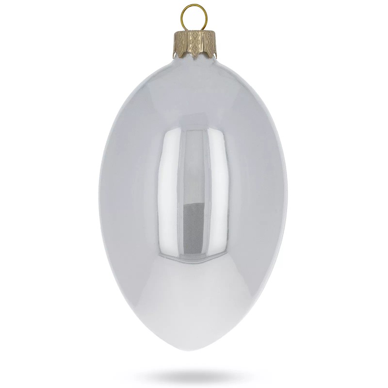 BESTPYSANKY Set of 6 White Glossy Glass Egg Ornaments 4