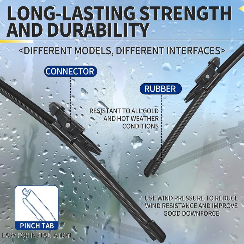 22"+20" Front Windshield Wiper Blades Compatible with Ford Mustang 2010-2024,