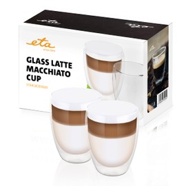 ETA Double Walled Latte Macchiato Glasses 350ml Pack of 2 Hot & Cold Drinks Coffee Glasses Ristretto Borosilicate Glass