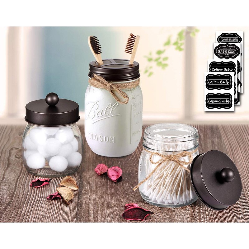 Komashr Mason Jar Bathroom Accessories Lids Set(4pcs) - Jar Not