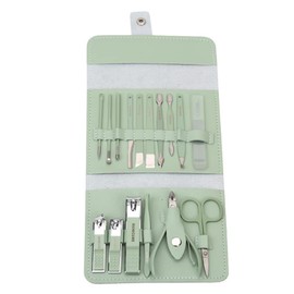 Green Manicure Kit, Professional Pedicure Set, Nail Clippers Set, 16 Pieces Nail Care Tools, Stainless Steel Pedicure Kit
