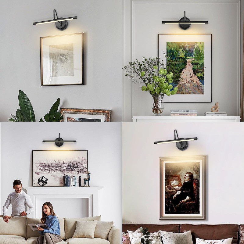 JOOSENLUX Modern Wall Lights Battery Operated Black Wireless Picture Lights