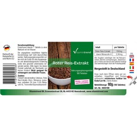 Red 5mg with Mona Colin K per day, Vegan, No Magnesium Stearate 180 Rice Red Rice Tablets for 6 Months + – Aids Digestion, Good Circulation and Healthy Blood Vessels