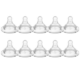 TOVVILD Silicone Replacement Nipple, Small Flow Nipples for Wide Neck Bottles, 0+ Months, 10 Count