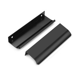 Gobrico 5 Pack Edge Finger Pulls, Aluminum Alloy Matte Black Cabinet Pulls for Kitchen Bedroom Bathroom, 3-7/9"(96mm) Center to Center Concealed Dresser Handles