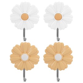 Cabilock 4pcs Daisy Sticky Hook daisy coat bags wall hanger coat wall hooks tieback hooks backpack hanger cute wall hooks daisy wall hooks cartoon household child Stainless steel