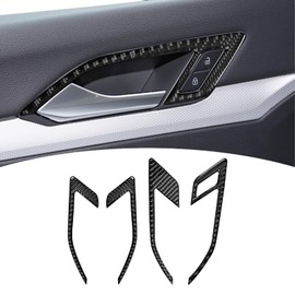 Bilisin Compatible with Inner Door Handles Carbon Fiber Panel Trim Cover Interior Accessories for Volkswagen VW Golf 8 2021 2022 2023 2Pcs Black