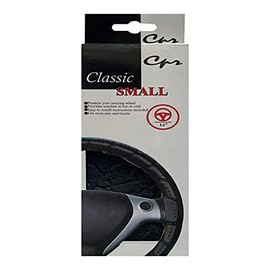 C.P.R. DIY Classic Grip Synthetic Leather Old School Wrap Steering Wheel Cover (Small (13.5"-14" ND), Black)