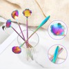 Flower Spoon Set Rainbow Stainless Steel Reusable Long Spoons Cute