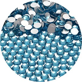 NCB 1500pcs Flatback Round Glass Nail Art Rhinestones Crystal for DIY Making Accessories Shoes, Clothes, Face Art, Bags, Manicure (Aquamarine, SS20 1500pcs)