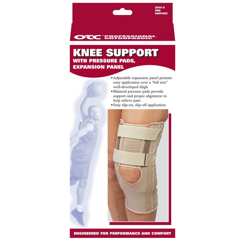 OTC Knee Support with Expansion Panel, Beige, Large