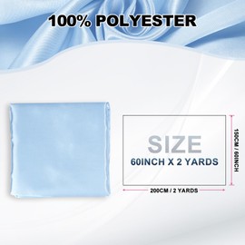 Sourcing Map Sky Blue Polyester Satin Fabric, 2 Yards 60" Wide, Solid, Satin Cloth Fabric for Bridal Dress Wedding Decorations Crafts Sewing