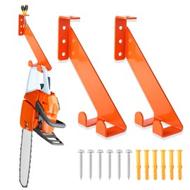 3 in 1 Chainsaw Holder 10" - Heavy Duty Chainsaw Wall Mount, 10 Gauge Steel Chain Saw Hanger for Garage Organization, Hefty Rack Storage Organizer for Chainsaw Accessories and Tools, 180lbs Capacity
