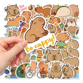 Capybara Stickers, Pack of 50, Kawaii Capybara Stickers, Children's Waterproof Vinyl Stickers, Graffiti Sticker Decals for DIY Water Bottles, Laptop, Skateboard, Bike, Motorcycle, Suitcase, Helmet,
