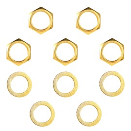 5 Set of Guitar Jack Nut and Washer, Alloy Thread 3/8" Input Output Jack Nut and Washers Replacement Parts for Electric Guitar Bass All Types Sockets(Gold)