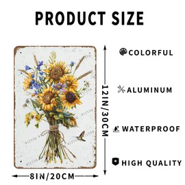 WIZYXQ Metal Signs Farmhouse Wildflower Vintage Metal Tin Sign for Home Office Kitchen Bar Cafe Garden Wall Decor 12x8 Inch
