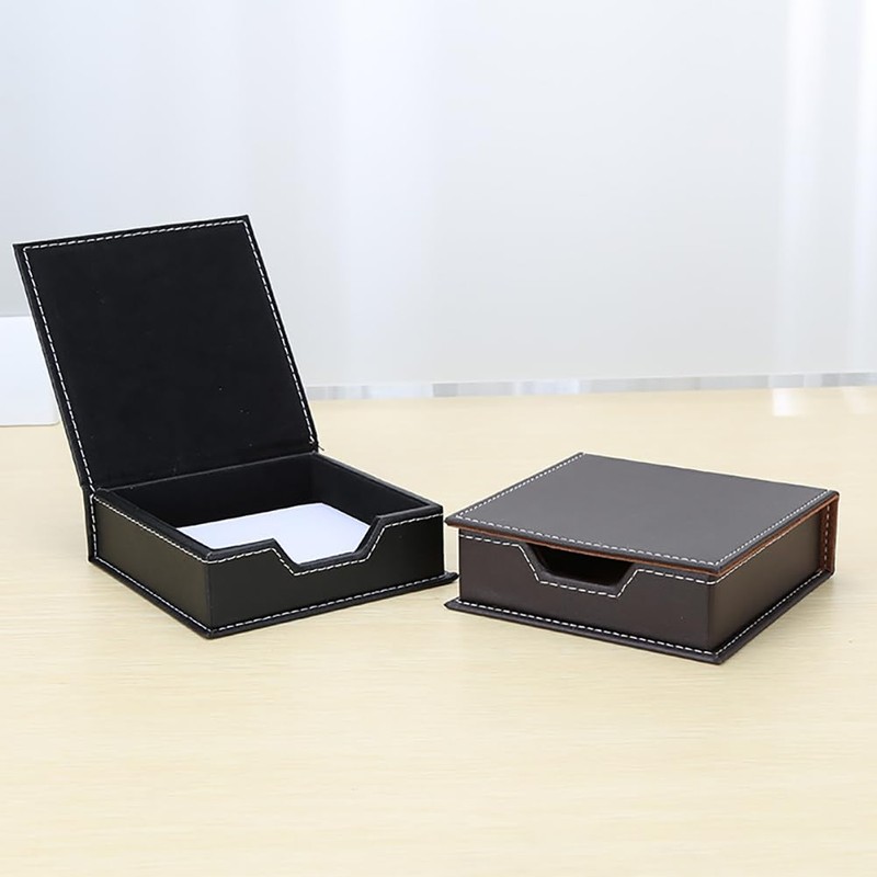 FSSTUD PU Leather Sticky Note Holder Notepad Memo Paper Storage