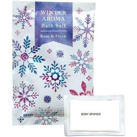 Winter Aroma Bath Salt, 0.7 oz (20 g) (Rose Floral Scent), Nigori-yu Type x 30 Pieces + 1 Compressed Sponge Included