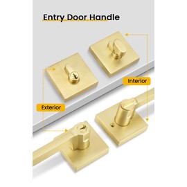 Goldenwarm Gold Exterior Door Lock Set with Deadbolt, Zinc Alloy Keyed Alike Entry Door Locksets with Deadbolt, Heavy Duty Brushed Gold Exterior Door Handle (1 Pack)