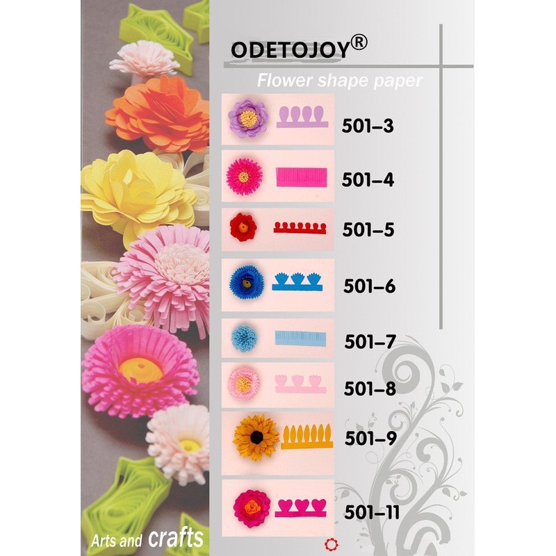 ODETOJOY 8 Patterns Flower Paper Quilling Strips Craft Make Paper