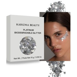 Platinum Biodegradable Chunky Glitter // Karizma Beauty Silver Face Glitter Bio Glitter Eco Glitter Festival 8g
