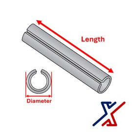 1/8" Diameter x 9/16" Long Roll Pin / Spring Pin / Tension Pin (4 Pins) by X1 Tools