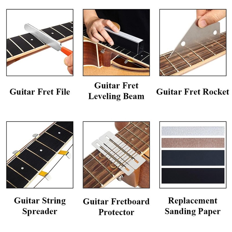 17Pcs Guitar Luthier Tool Set Fret Crowning File Fret Rocker