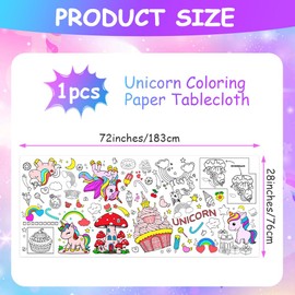 AYESY Unicorn Painting Tablecloth for Children, 183 x 76 cm Colouring Tablecloth Unicorn, Giant DIY Paper Tablecloth, Craft Poster, Games, Gifts, Activities Banner, Art Classroom Decoration