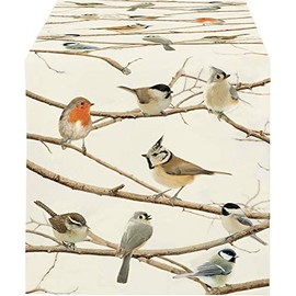 APELT Table Runner Winter World Cotton Birds Size 46 x 135 cm