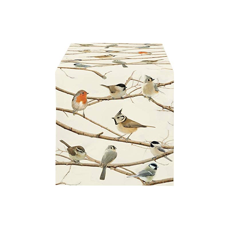 APELT Table Runner Winter World Cotton Birds Size 46 x