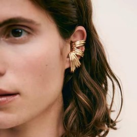 18K Gold-Plated Ear Cuffs Earrings for Women, Chunky Gold Non Piercing Cuff Clip On Cartilage Hoop, Advanced Polishing Gold, Trendy Jewelry Gifts for Women