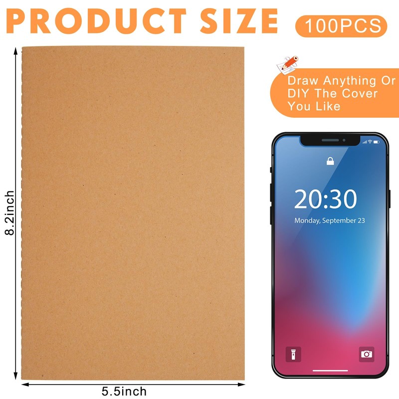 Mimorou 100 Pcs Journals Notebooks Bulk - Kraft Softcover A5