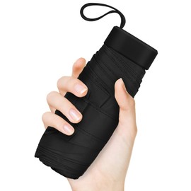 ZOMAKE Folding Umbrella, Parasol, Ultra Lightweight, Compact, UPF50+ UV Protection, Light Blocking, Heat Blocking, UV Protection, Rain and Sun, Waterproof Case, Black