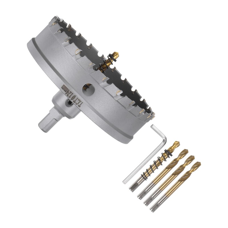 HARFINGTON Carbide Hole Saw Kit 124mm (4-7/8") Metal Hole Cutter