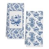 Blue Chinoiserie Fall Pumpkin Kitchen Towels 16x24 in,Set of 2