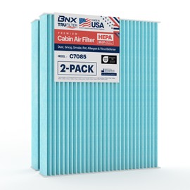 BNX TruFilter C7085 Filtro de aire de cabina, HEPA 99.97%, fabricado en Estados Unidos, compatible con Hyundai: Accent, Elantra, Elantra GT; Kia: Forte, Rio, paquete de 2
