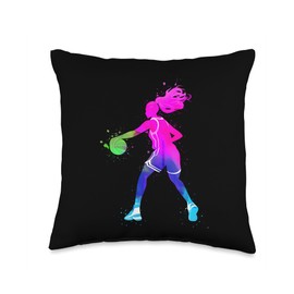 Basketball Bball Watercolor Girl Throw Pillow