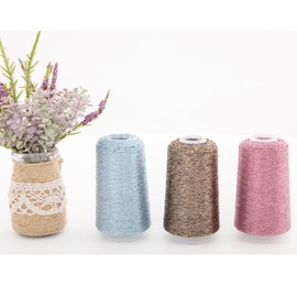 2 Balls Accessory Lurex Yarn, Shining Glitter Metallic Knitting-in Yarn, Sequin Sparkle Thread for Knitting and Crochet Sweater Shawl 5000 Yards (Slight Gold)