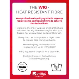 Smiffys Fashion Ombre Perücke, Blau Pink, Gewellt, lang, Hitzebeständig / Stylebar