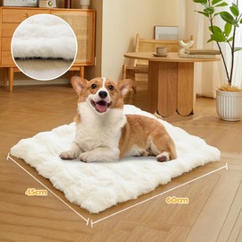 YGJT Cats Bed Pad Self Heating Pad, Cat Beds for Indoor, Fluffy Cat Blanket Puppy Bed Mat 45X60 cm, Self Warming Pet Blanket without Electricity, Washable (White)
