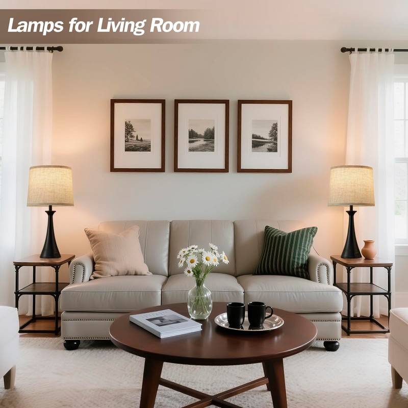 Hikczc Touch Table Lamp for Living Room Bedroom, 21" Table