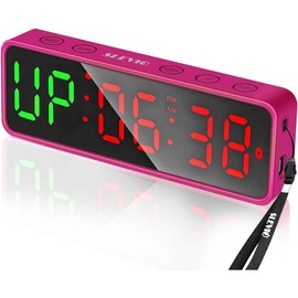 Small Gym Timer Clock, Stopwatch, Workout Interval Timer with Built-in Powerful Magnet, Large LED Digital Display, Home Accessories Countdown Clock for Home Gym Garage Schools - Colour: Pink